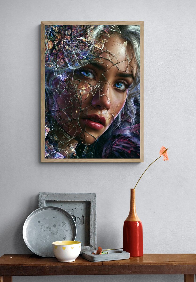 Shattered Crystal Portrait Print. — room view 3