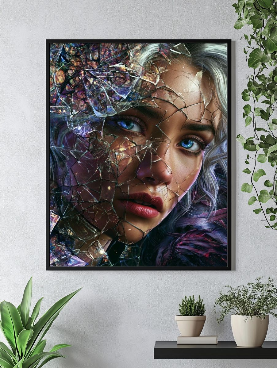 Shattered Crystal Portrait Print. — room view 4