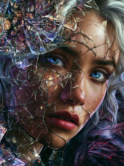 Shattered Crystal Portrait Print. poster