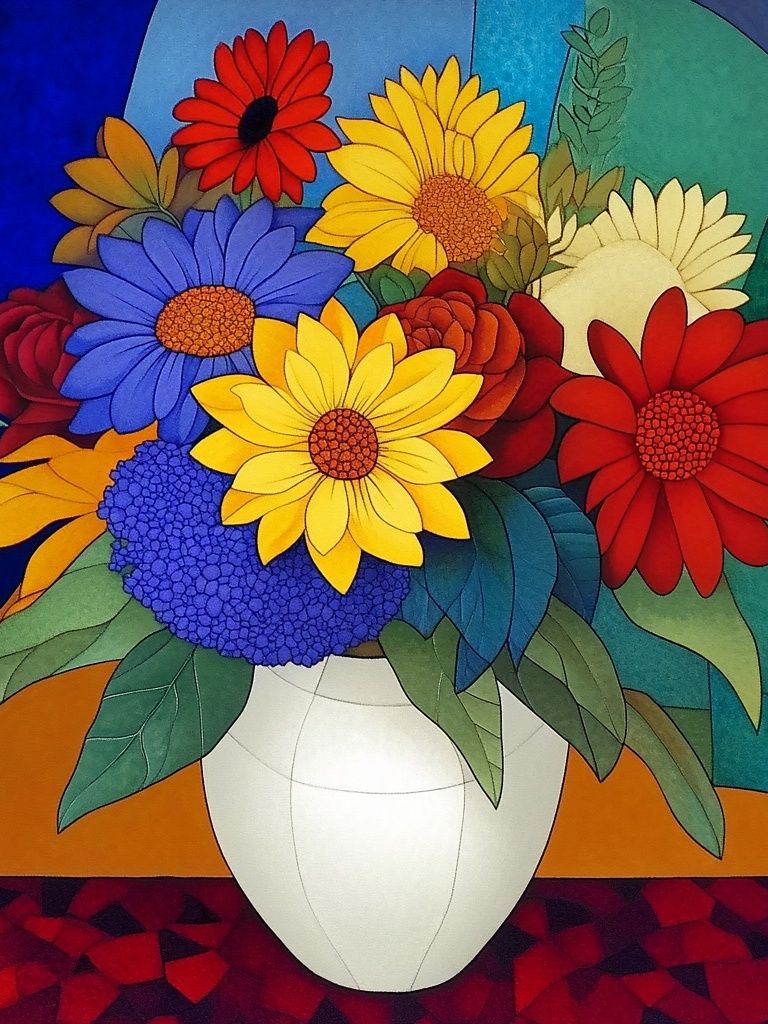 Colorful Floral Bouquet Illustration Poster. poster — illustration art