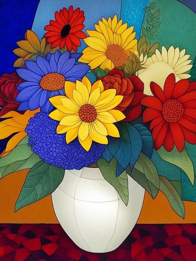 Colorful Floral Bouquet Illustration Poster. poster print