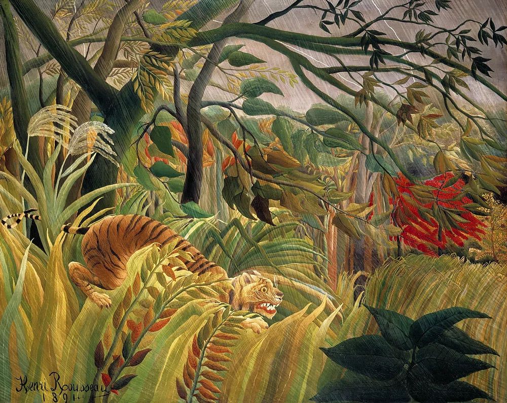Henri Rousseau 's Tiger Tropical. poster detail
