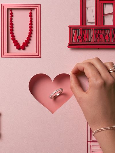 Pink Heart Jewelry Illustration Poster.