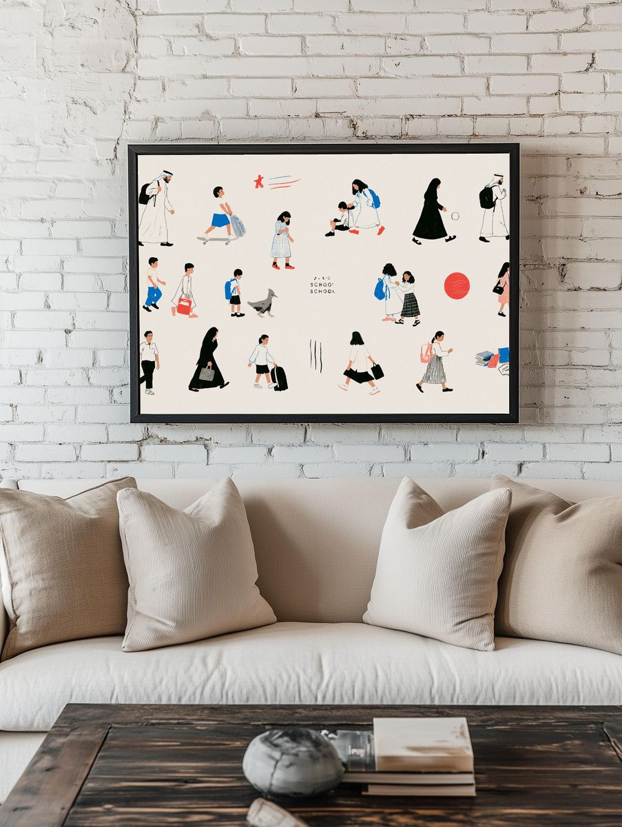 School Walk Illustration Poster. room preview