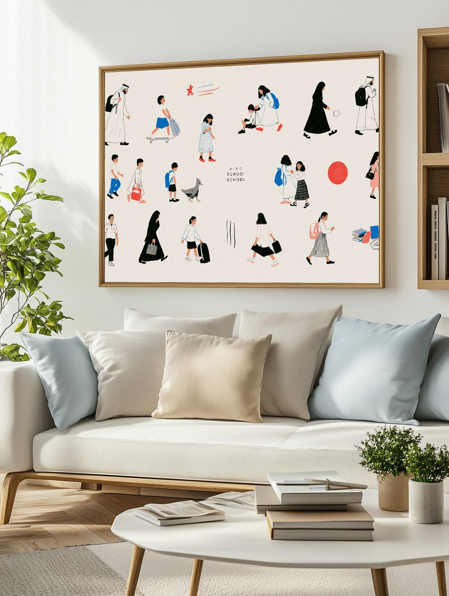 School Walk Illustration Poster. — room view 2