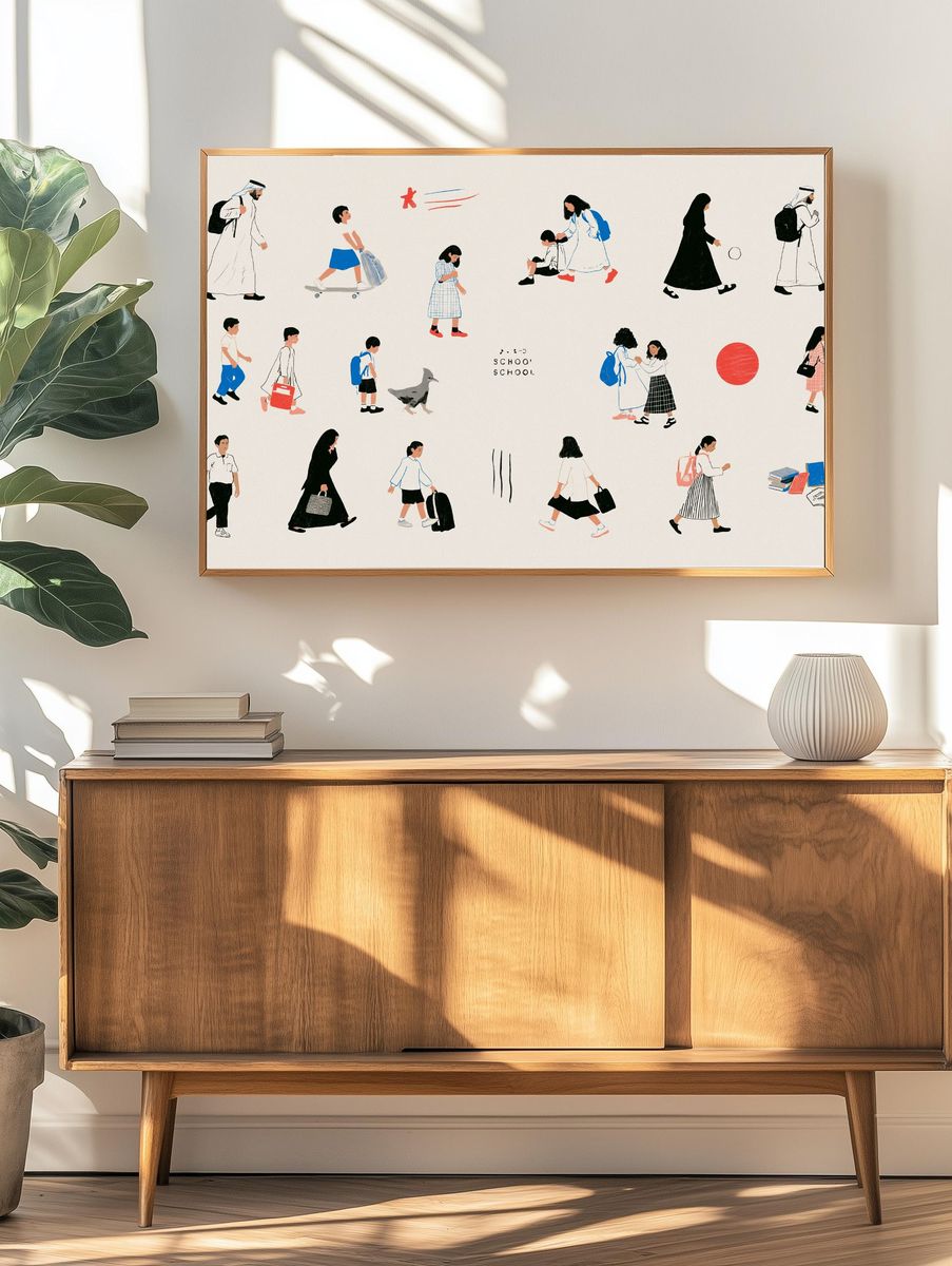 School Walk Illustration Poster. — room view 3