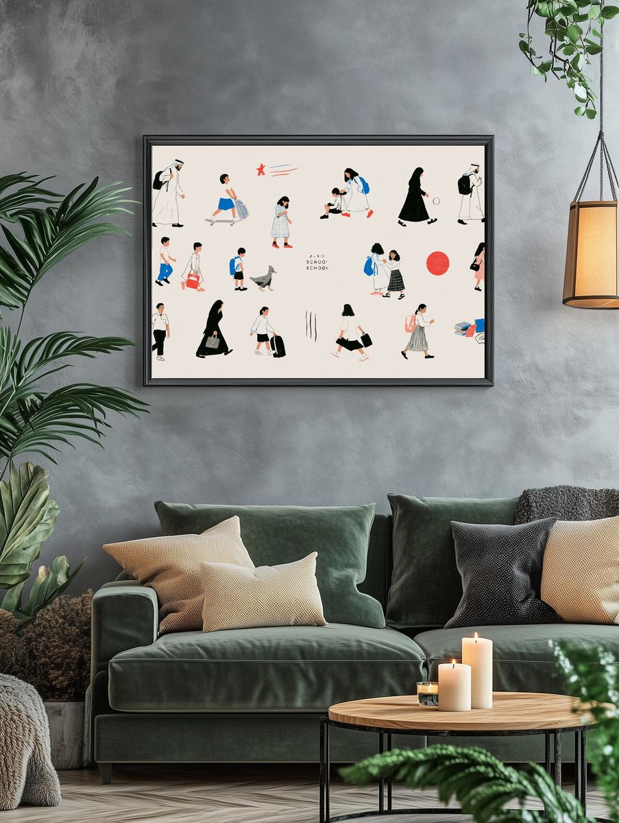 School Walk Illustration Poster. — room view 4
