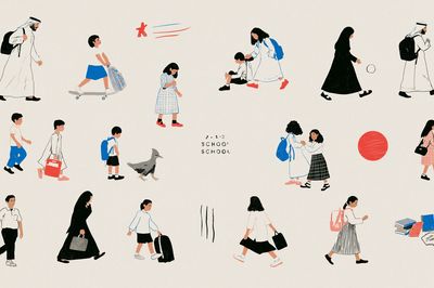School Walk Illustration Poster. poster