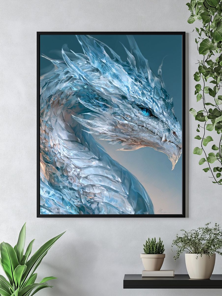 Ice Dragon Digital Art Poster. — room view 4