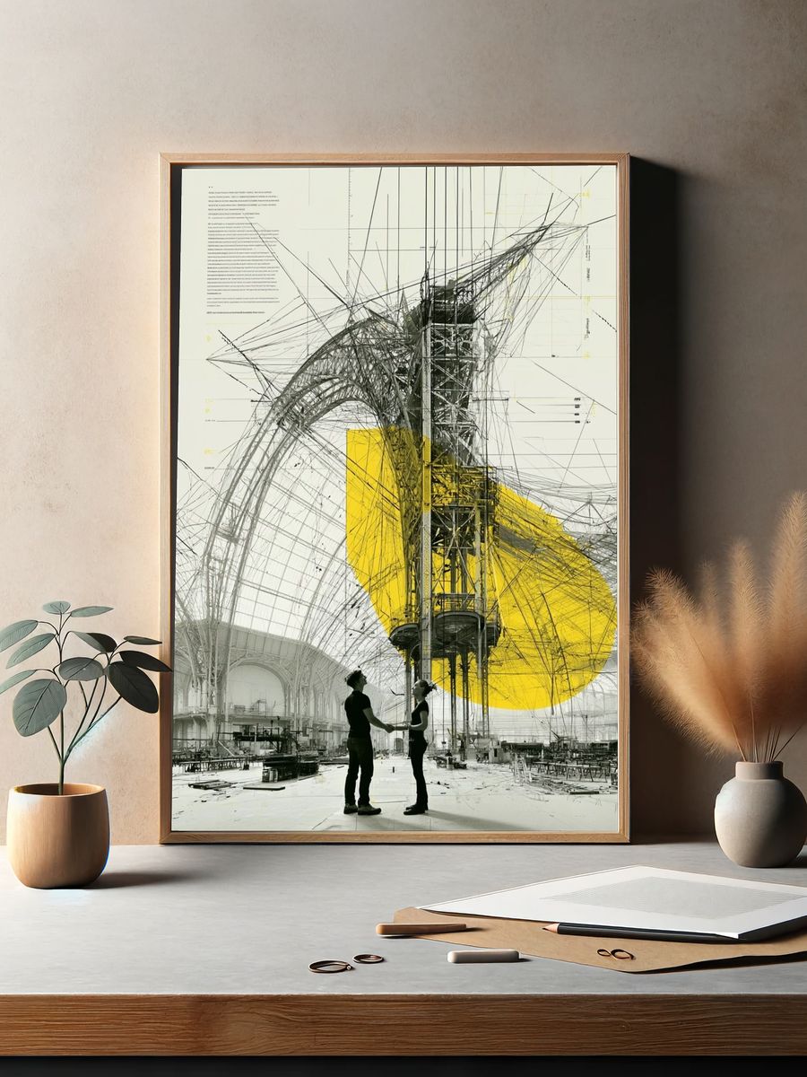 Industrial Dreamscape Illustration Poster. — room view 2