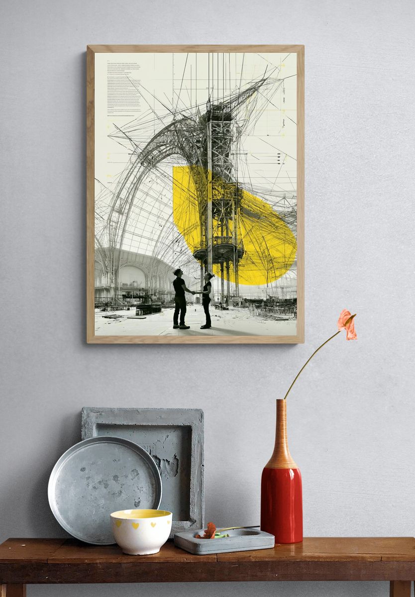 Industrial Dreamscape Illustration Poster. — room view 3