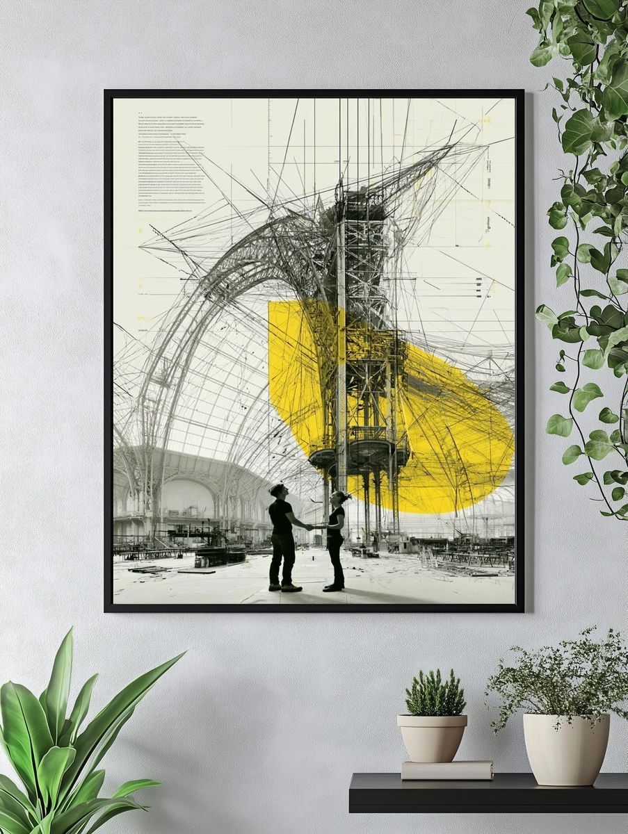 Industrial Dreamscape Illustration Poster. — room view 4