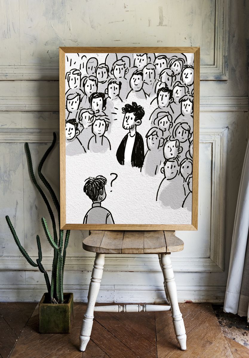 Crowd of Faces Illustration Poster. — room view 1