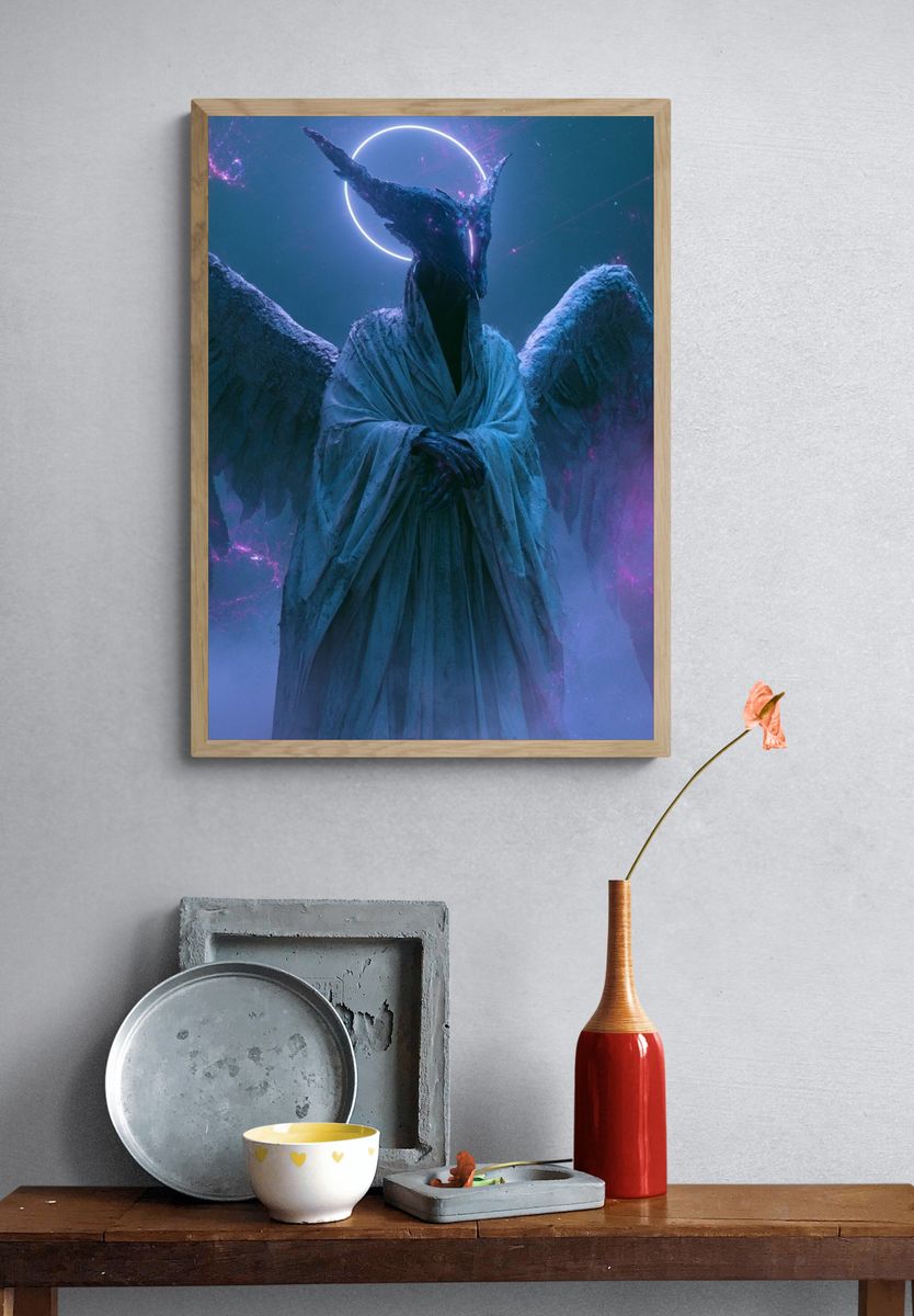 Celestial Winged Figure Fantasy Print. — room view 3