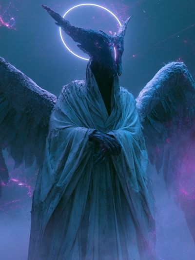 Celestial Winged Figure Fantasy Print. poster