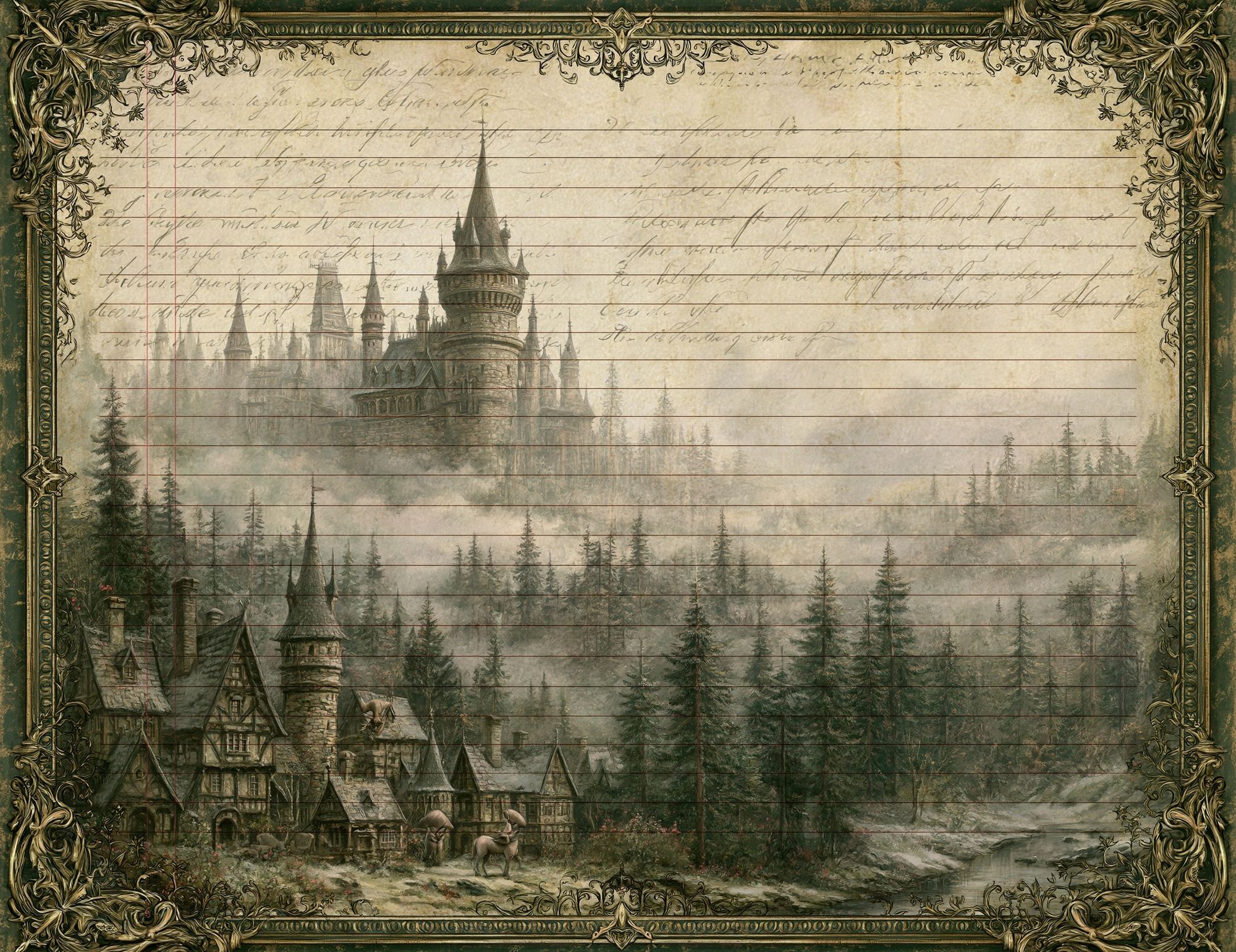 Enchanted Castle Forest Print. poster detail