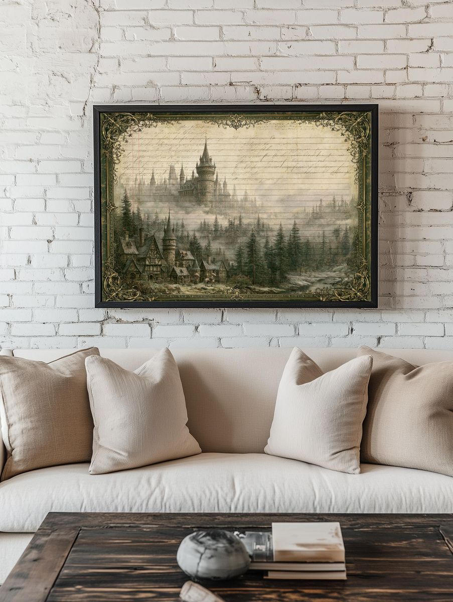 Enchanted Castle Forest Print. room preview