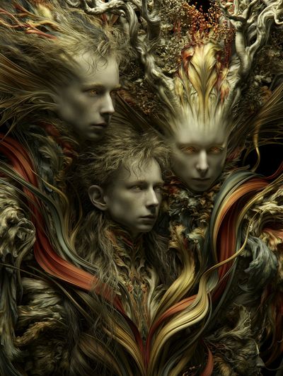 Surreal Forest Faces Print. poster