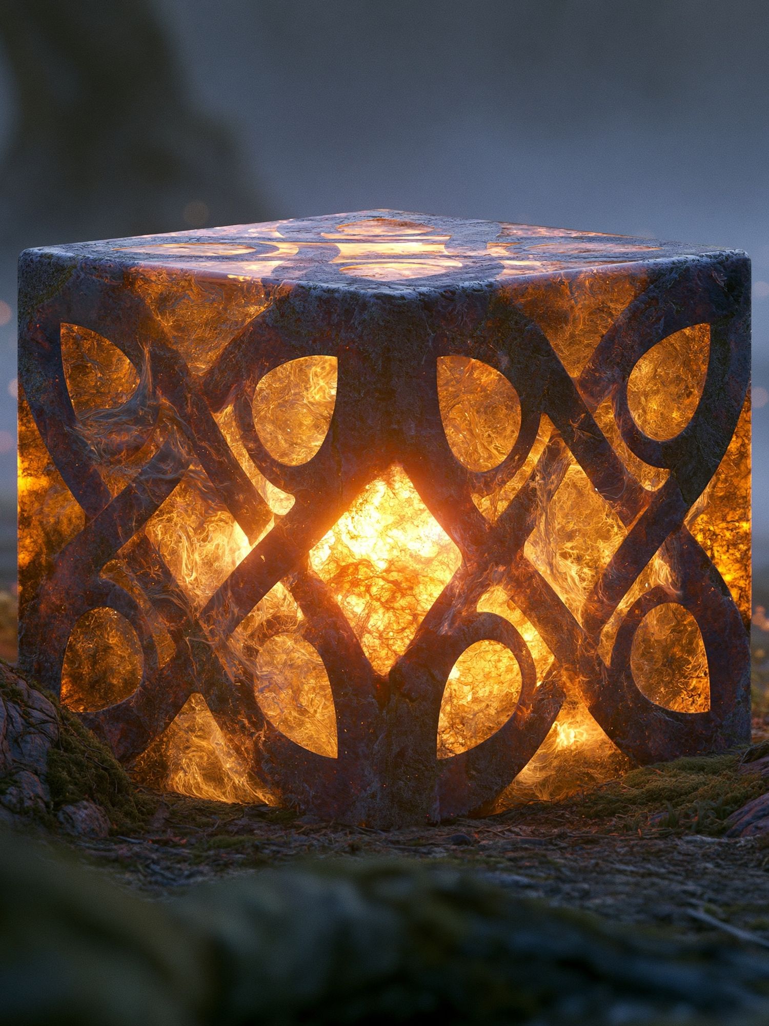 Glowing Rune Cube Illustration Poster. poster detail