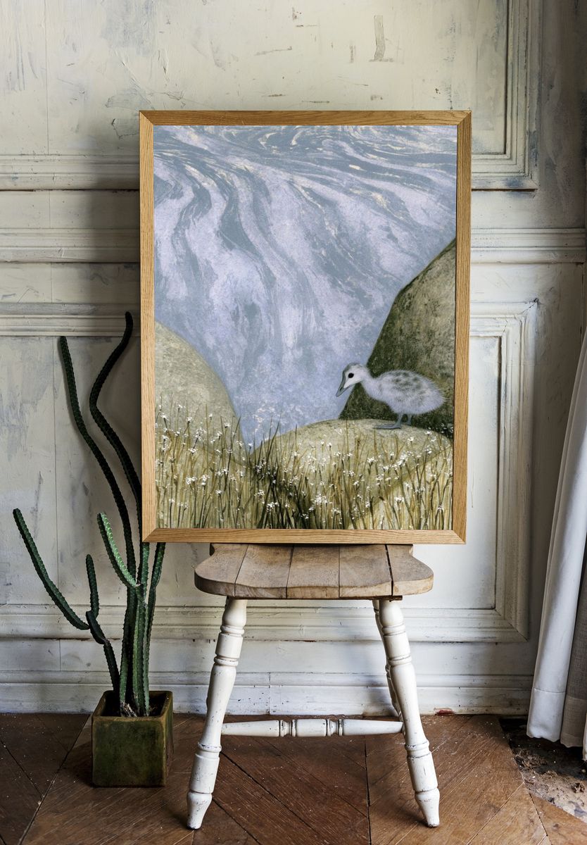 Seaside Chick Illustration Print. — room view 1