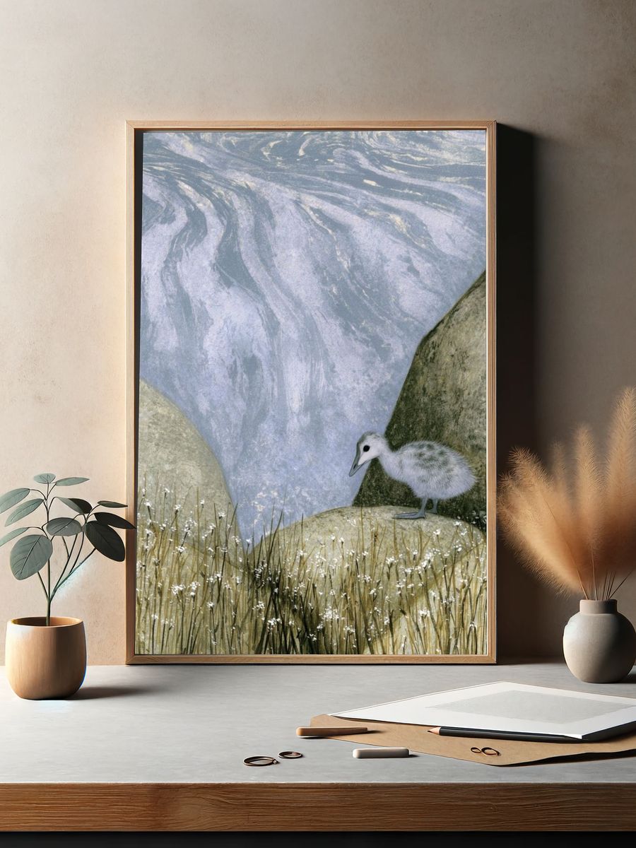 Seaside Chick Illustration Print. — room view 2