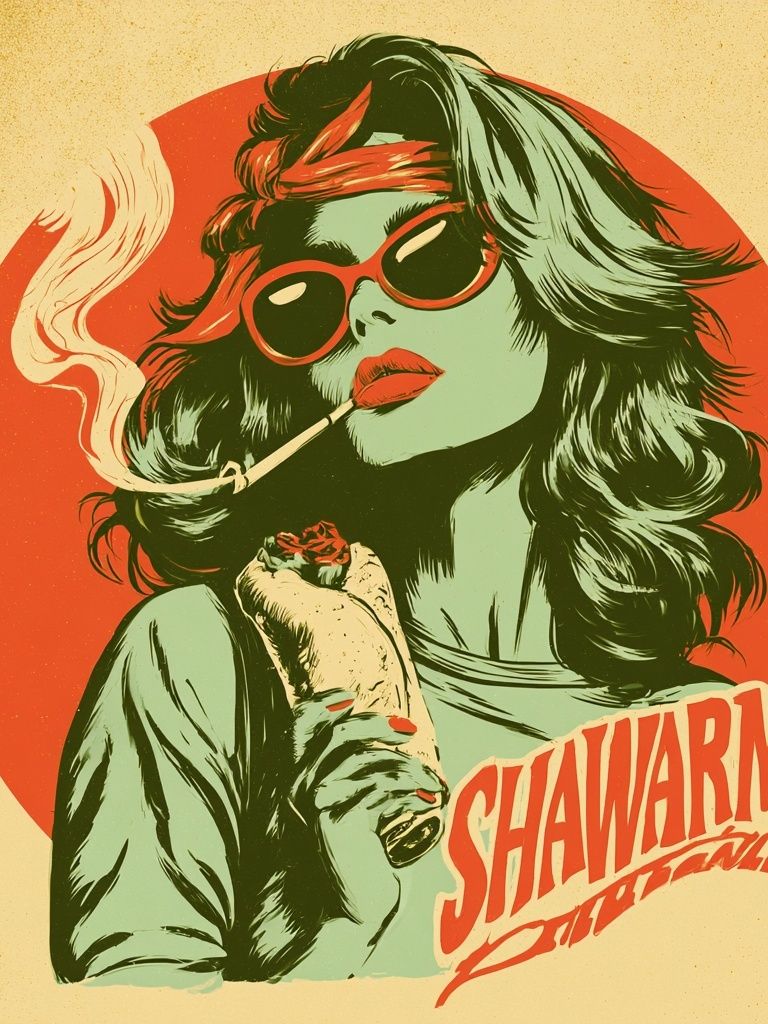 Shawarma Retro Illustration Poster. poster — illustration art