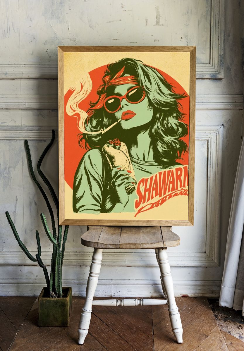 Shawarma Retro Illustration Poster. — room view 1