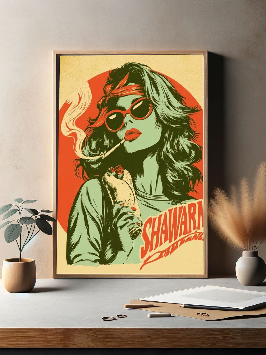Shawarma Retro Illustration Poster. — room view 2