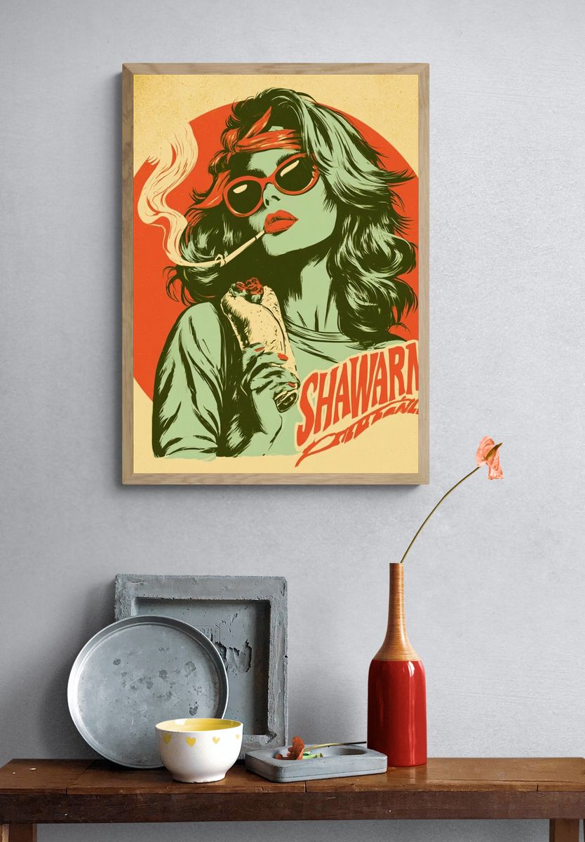Shawarma Retro Illustration Poster. — room view 3