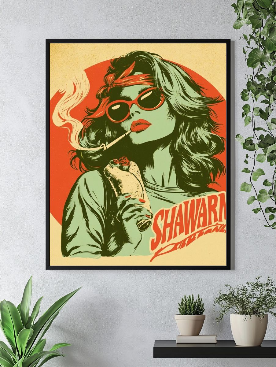 Shawarma Retro Illustration Poster. — room view 4