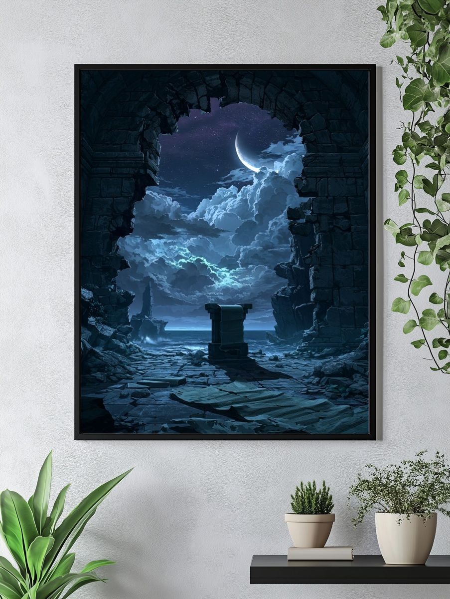 Moonlit Ruins Fantasy Print. — room view 4