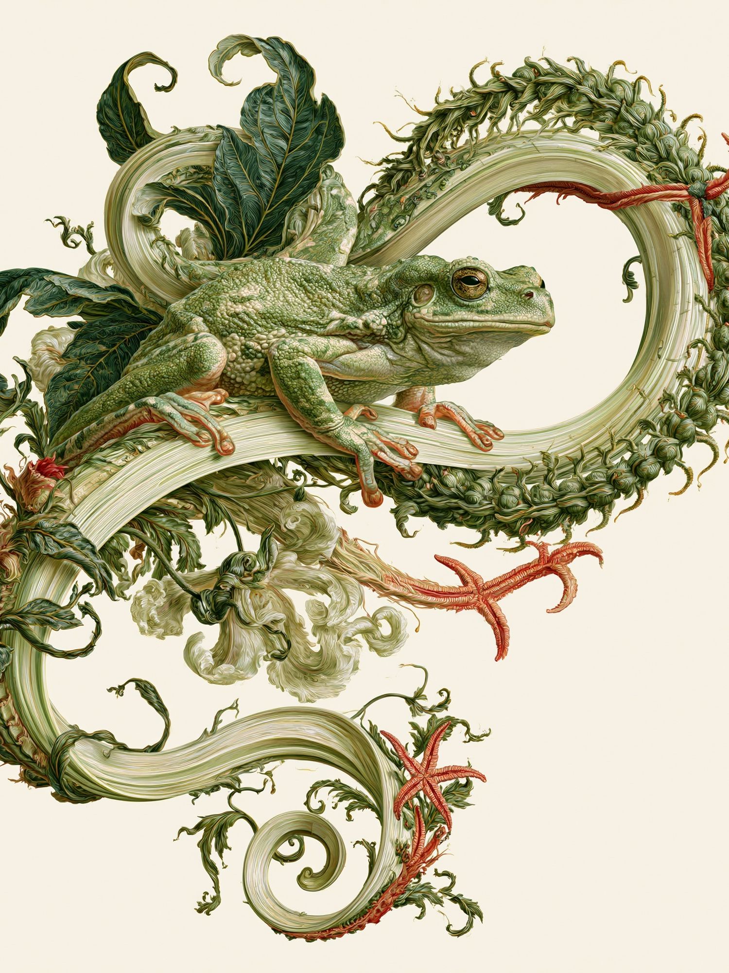 Botanical Frog Illustration Poster. poster detail