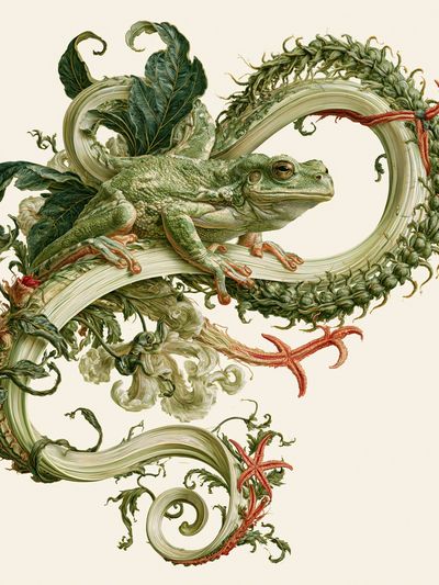 Botanical Frog Illustration Poster. poster