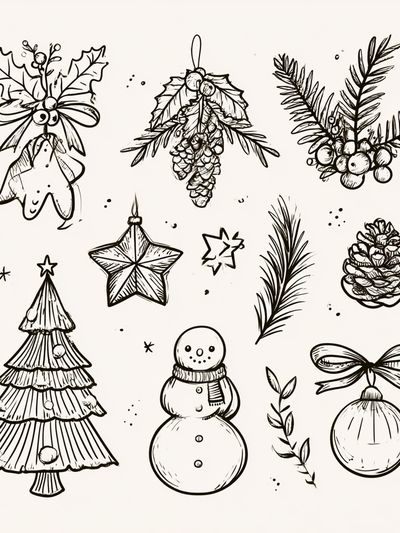 Christmas Ornaments Sketch Poster. poster