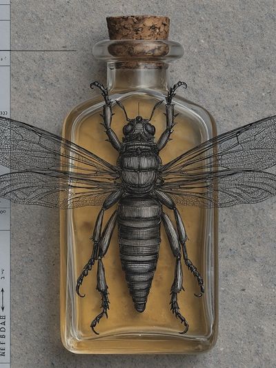 Entomology Bottle Illustration Poster. poster print