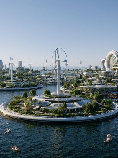 Futuristic Floating City Poster.