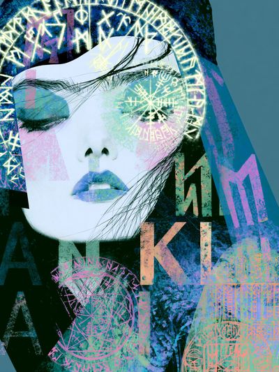 Mystic Face Collage Illustration Poster. poster