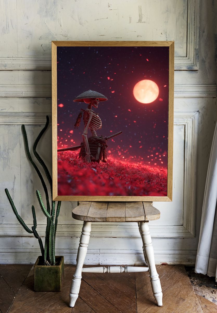 Samurai Skeleton Moonlight Print. — room view 1