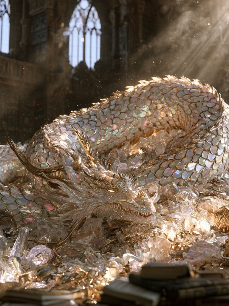Iridescent Dragon Fantasy Print. poster detail