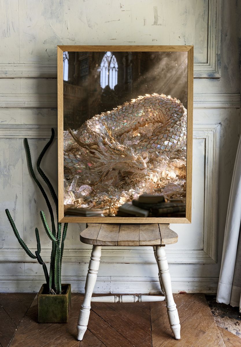 Iridescent Dragon Fantasy Print. — room view 1