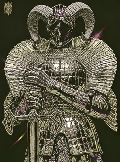 Armored Ram Warrior Illustration Poster.