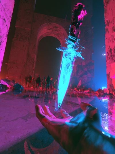 Neon Sword Portal Illustration Print. poster