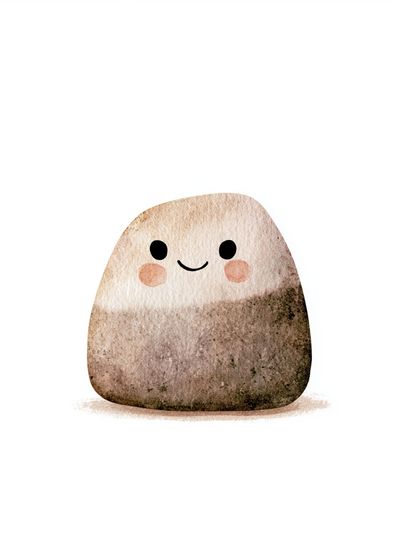 Smiling Kawaii Rock Illustration Poster. poster print
