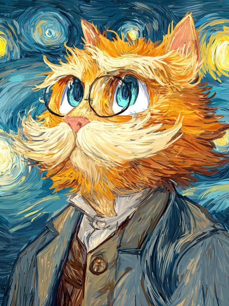 Starry Cat Portrait Poster. poster detail