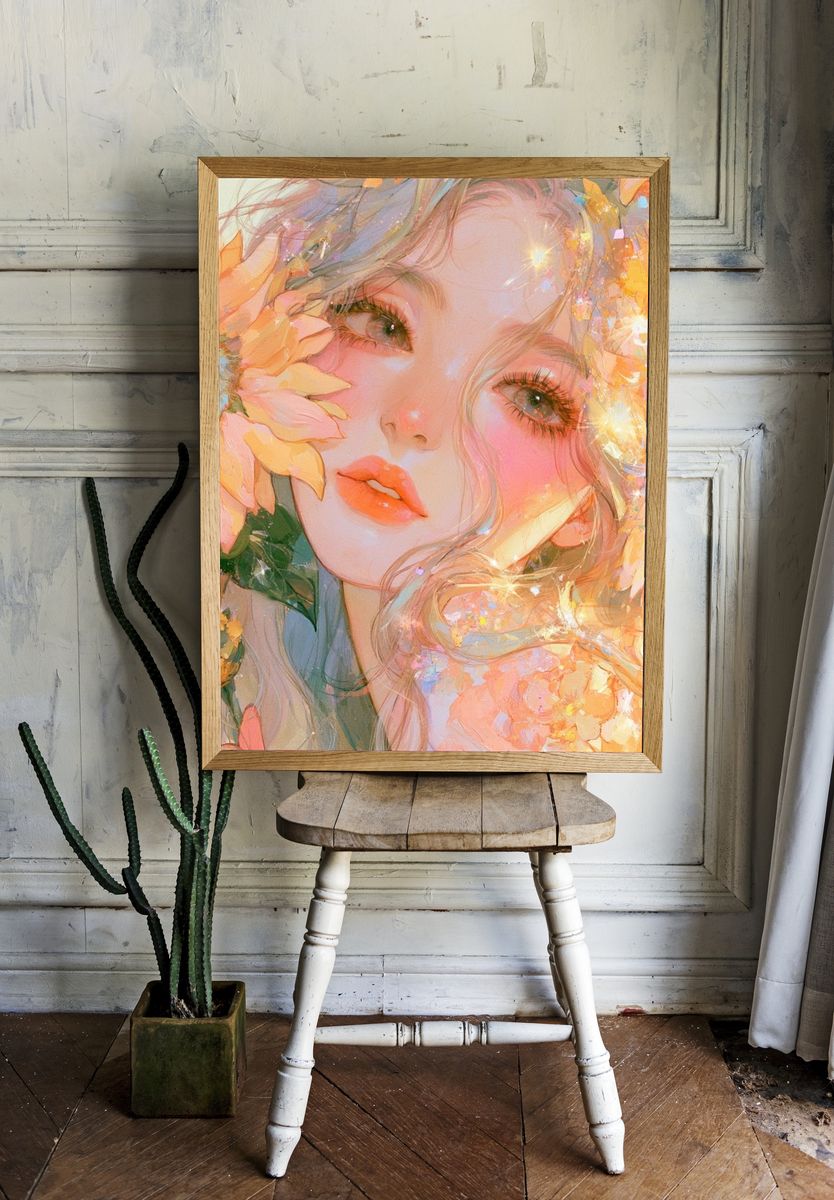 Floral Dream Portrait Print. — room view 1
