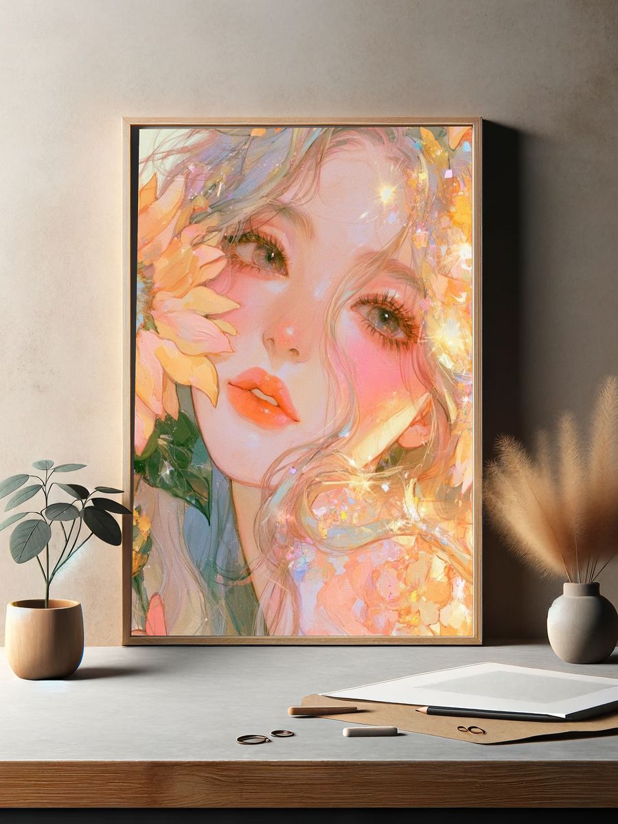 Floral Dream Portrait Print. — room view 2