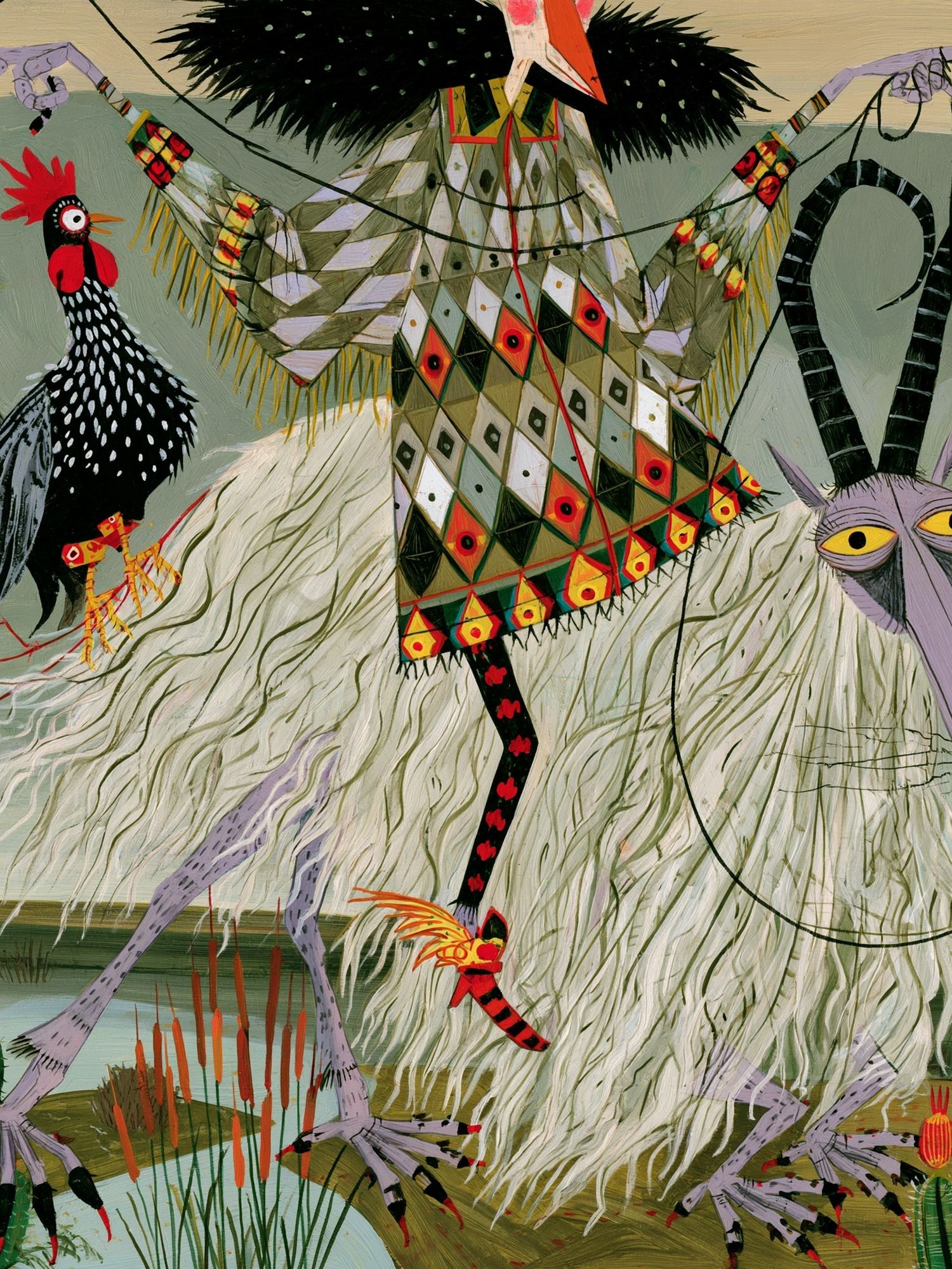 Surreal Bird Creature Illustration Poster. poster detail