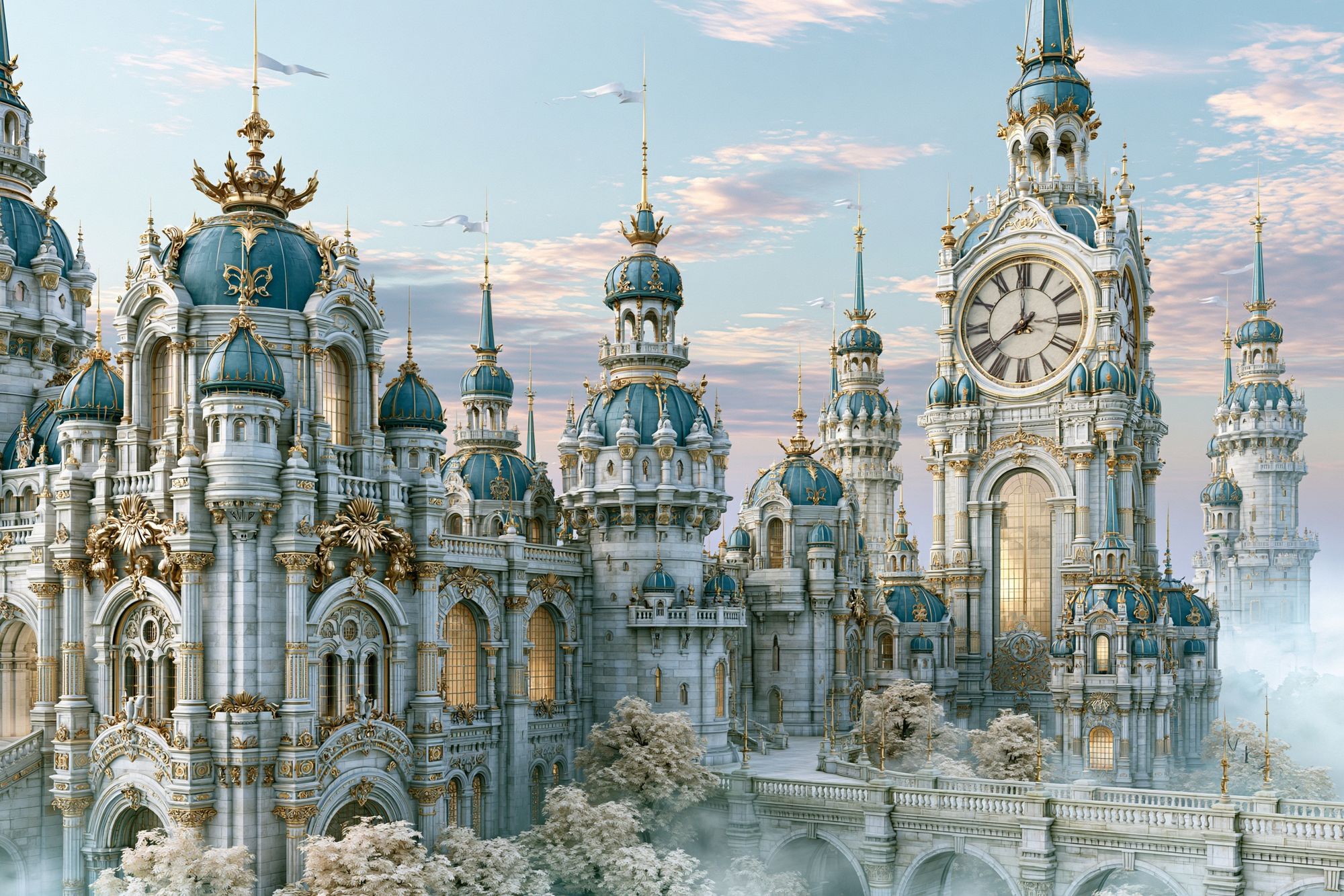 Enchanted Clocktower Palace Print. poster — illustration art