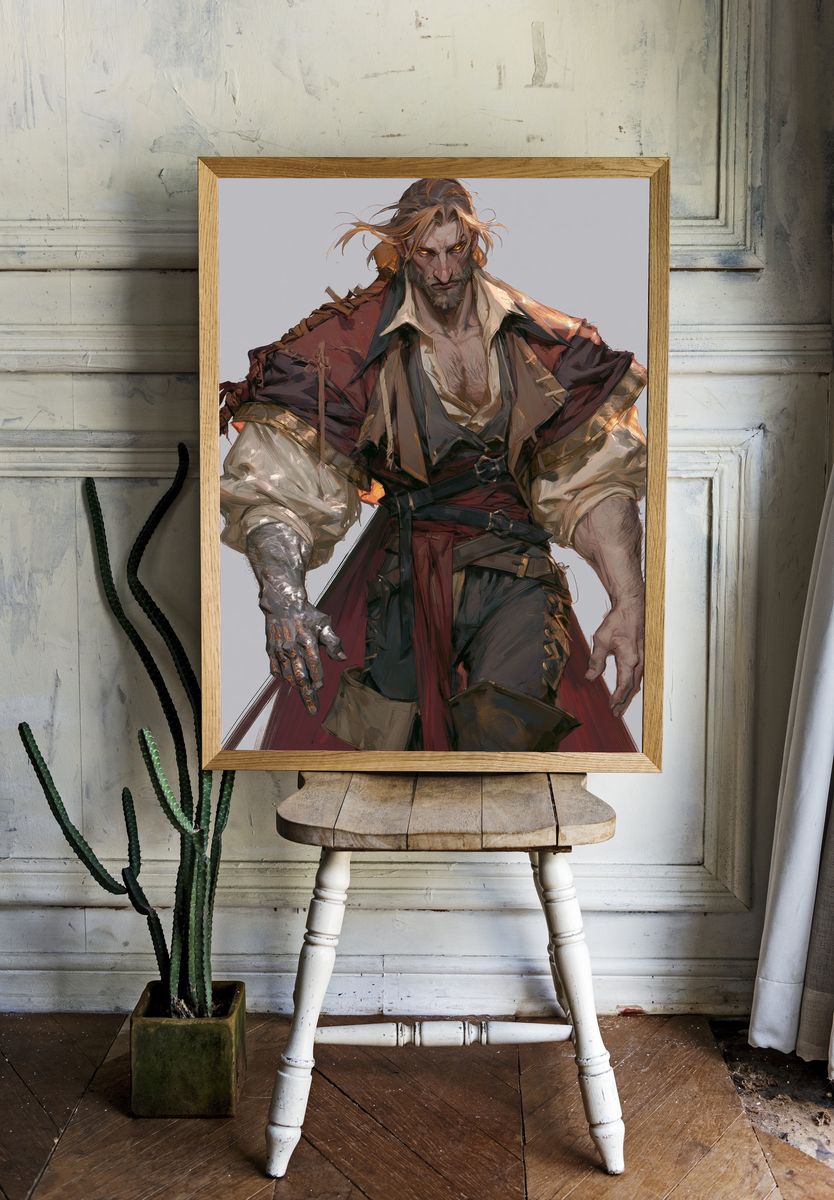 Fantasy Pirate Portrait Print. — room view 1