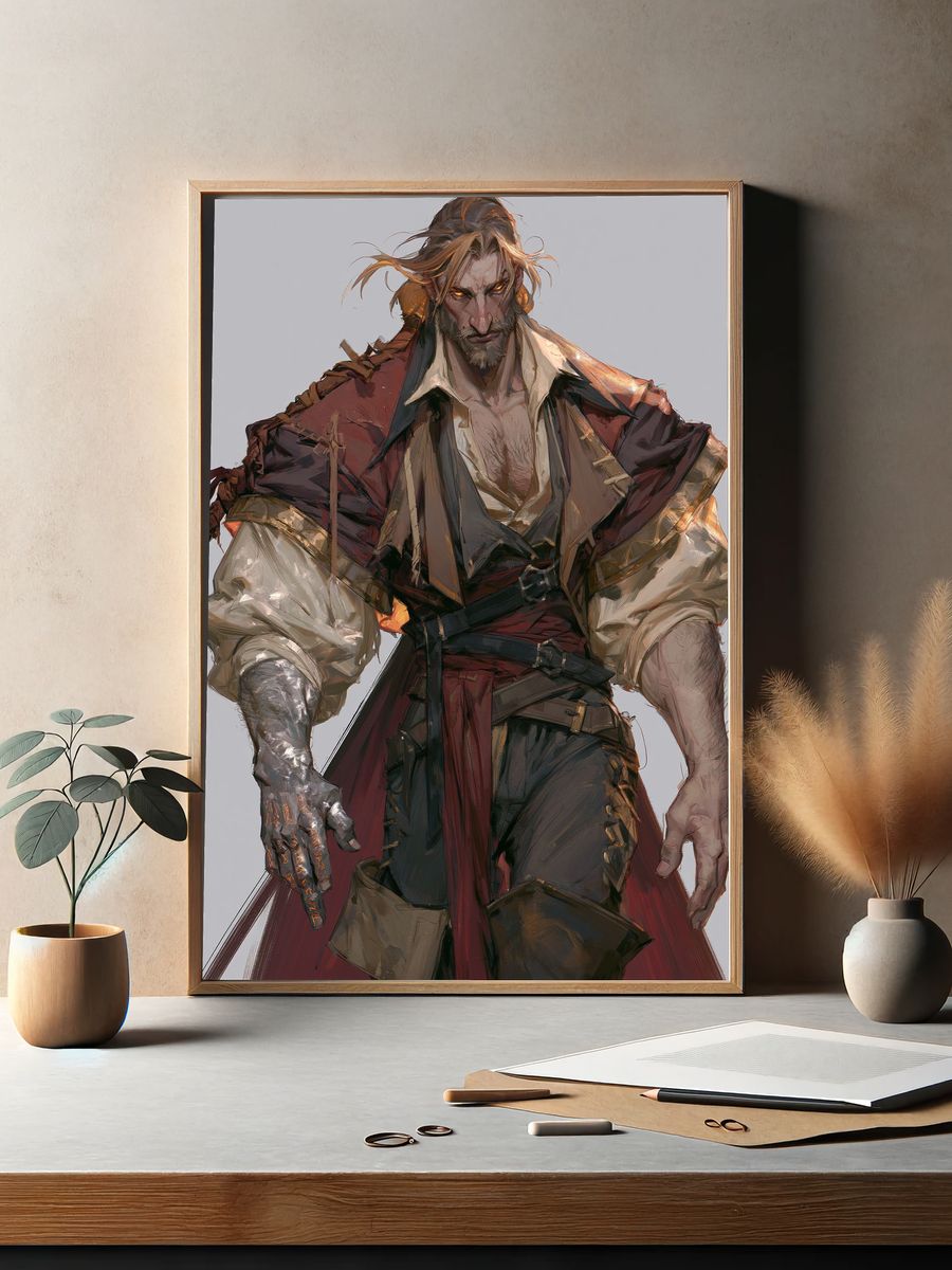 Fantasy Pirate Portrait Print. — room view 2